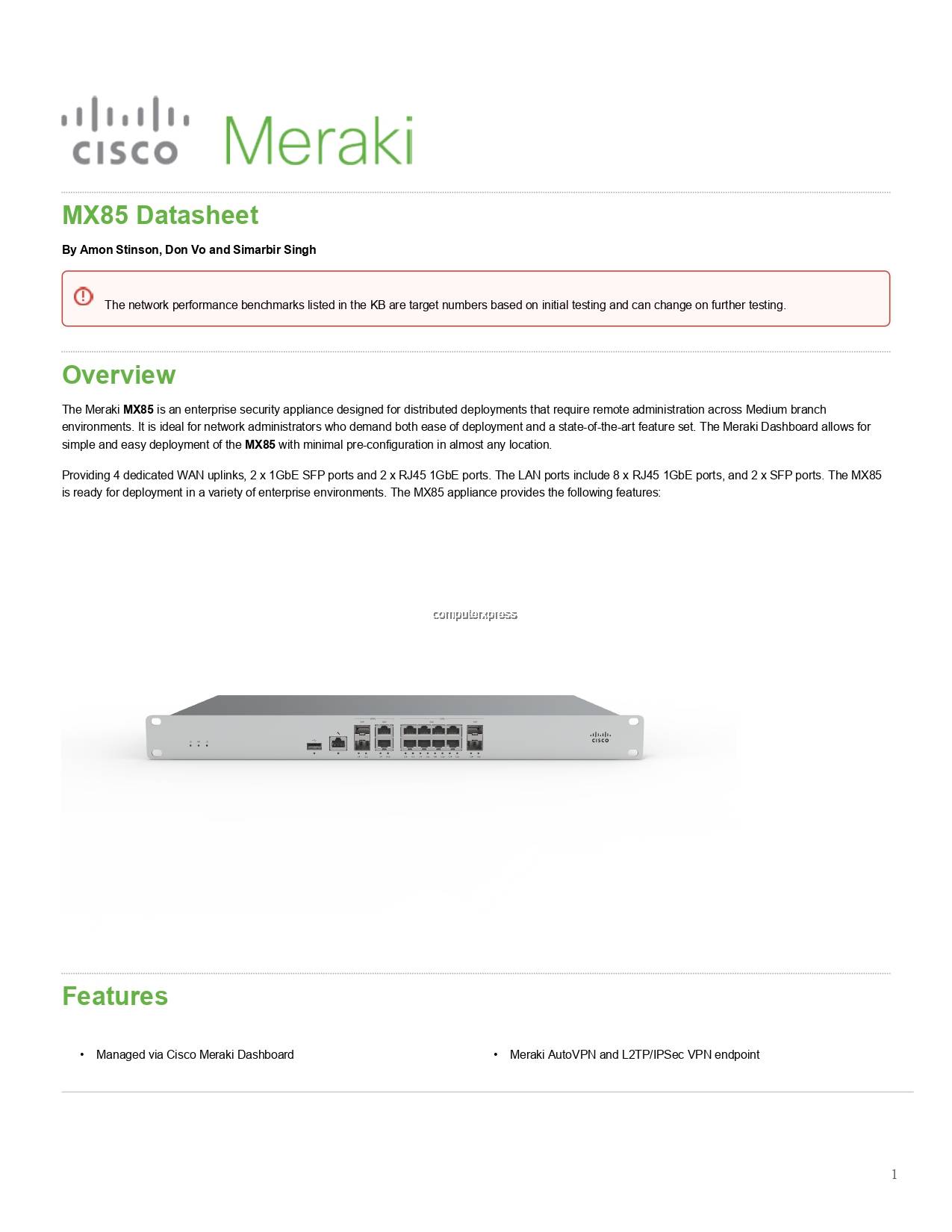Cisco Meraki MX85
